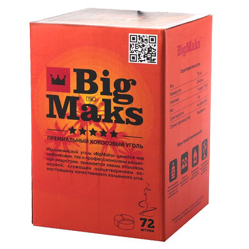 Уголь для кальяна Big Maks 25мм (72шт, 1кг)